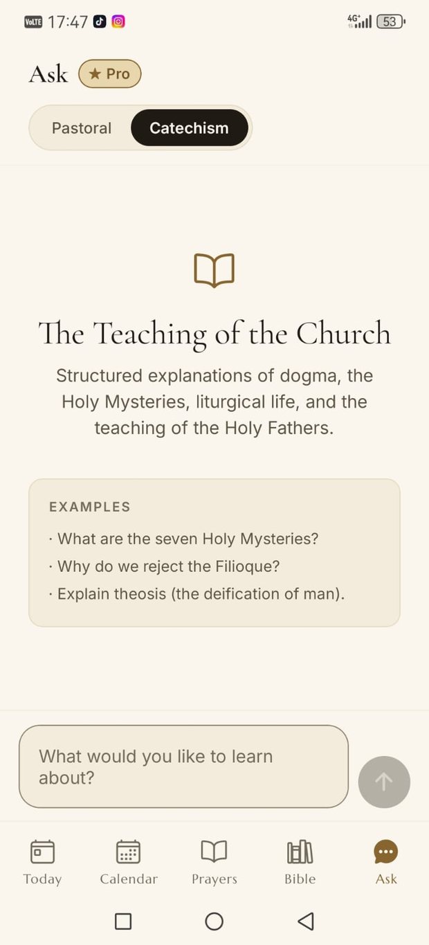 The assistant in Catechism mode.